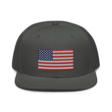 Load image into Gallery viewer, American Flag Embroidered Snapback Hat
