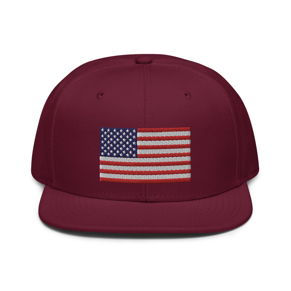 American Flag Embroidered Snapback Hat