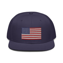 Load image into Gallery viewer, American Flag Embroidered Snapback Hat
